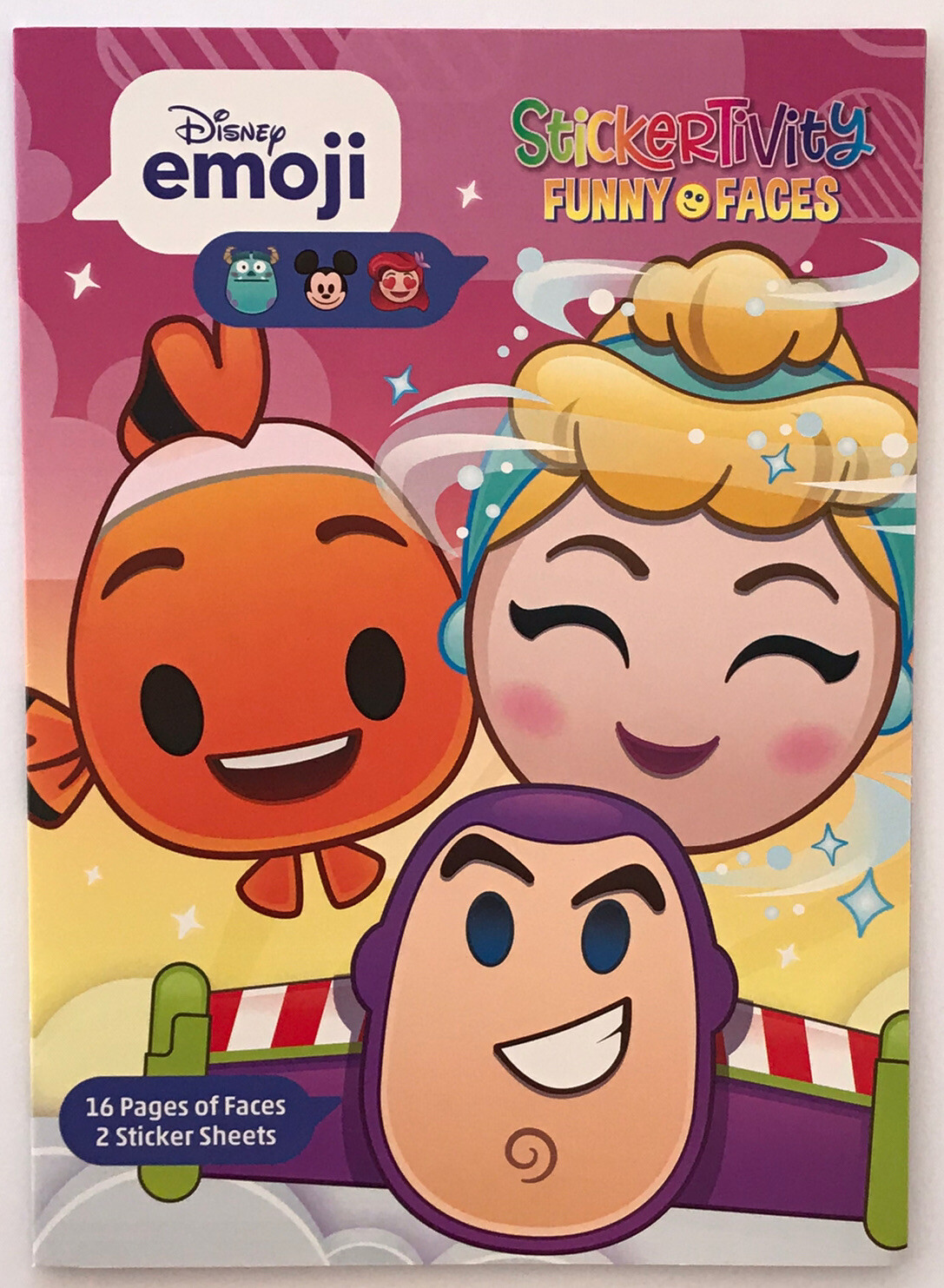 2 Disney Emoji Stickertivity Funny Faces Books 16 pages of Faces, Sticker Sheets