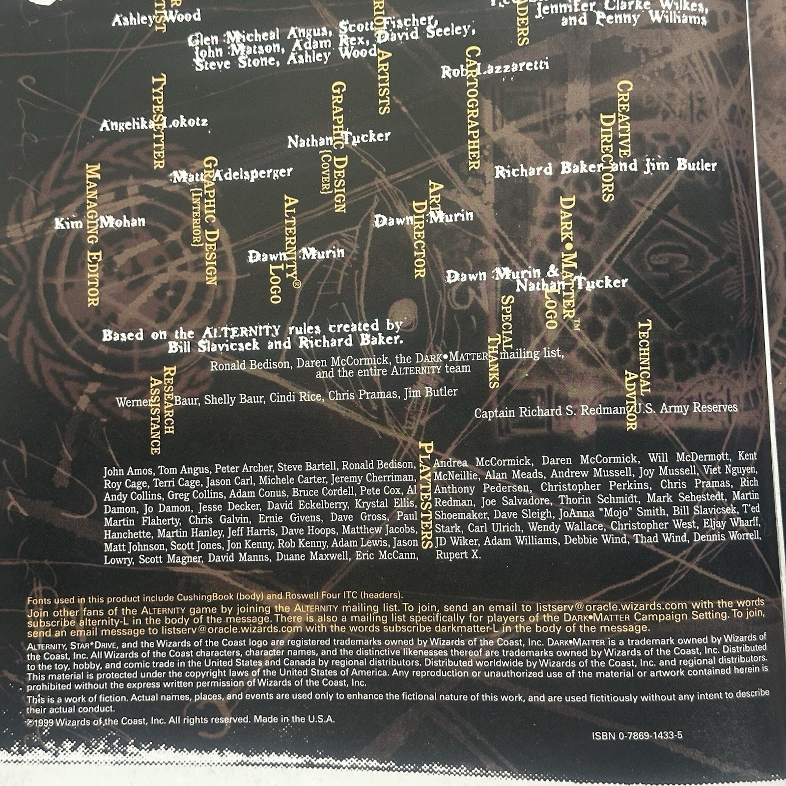 DARK MATTER Campaign Setting (ALTERNITY) – 1999 Wizards of the Coast – Hardcover