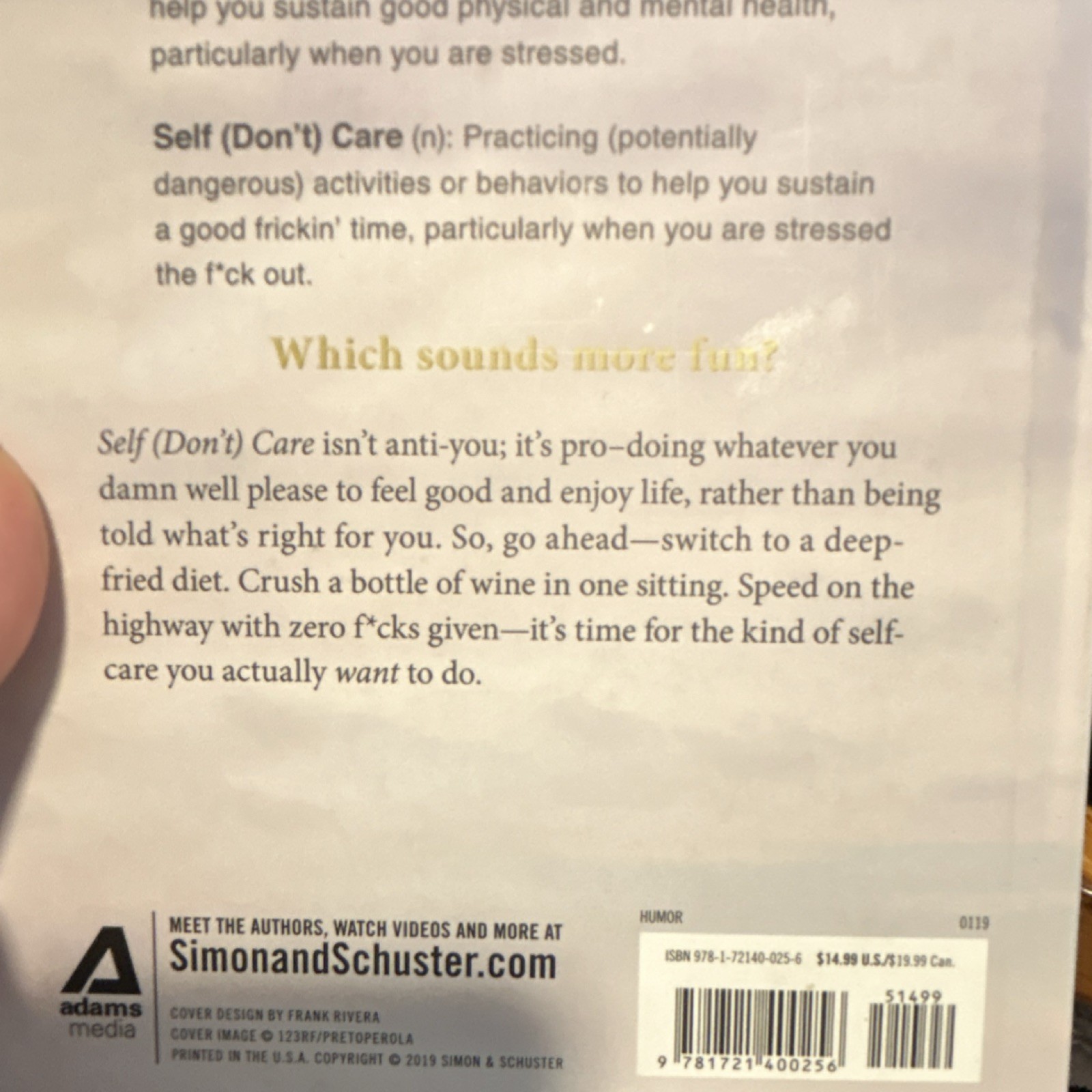 Adams Media Self (Don&rsquo;t) Care: 200 Ways to Enjoy Life Hardcover Humor 2019