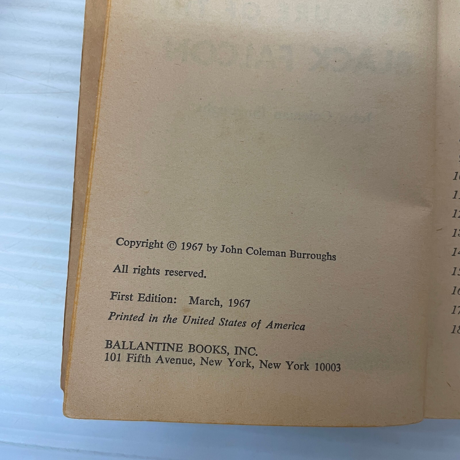 Treasure Of The Black Falcon Science Fiction Paperback by John Coleman Burroughs
