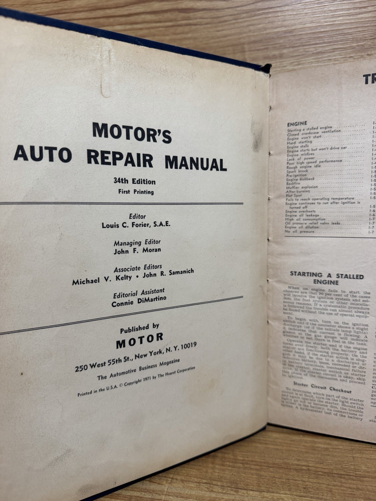 Motor&rsquo;s Auto Repair Manual 1971 Book FIRST PRINTING 34th Motors Vintage 🇺🇸
