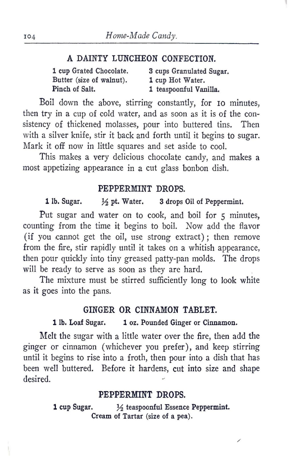 Homemade Ice Cream And Candy Cook Book « 1908 » 108 Pages