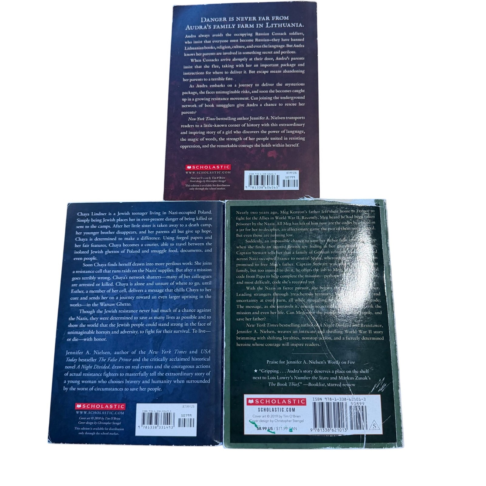 Jennifer Nielsen Book Set Rescue Resistance Words on Fire Paperback Scholastic