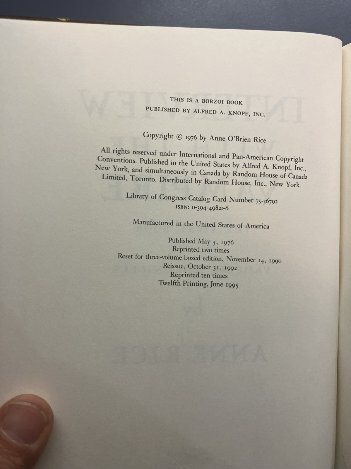Interview with the Vampire by Anne Rice (HCDJ) SIGNED!!! READ DESCRIPTION