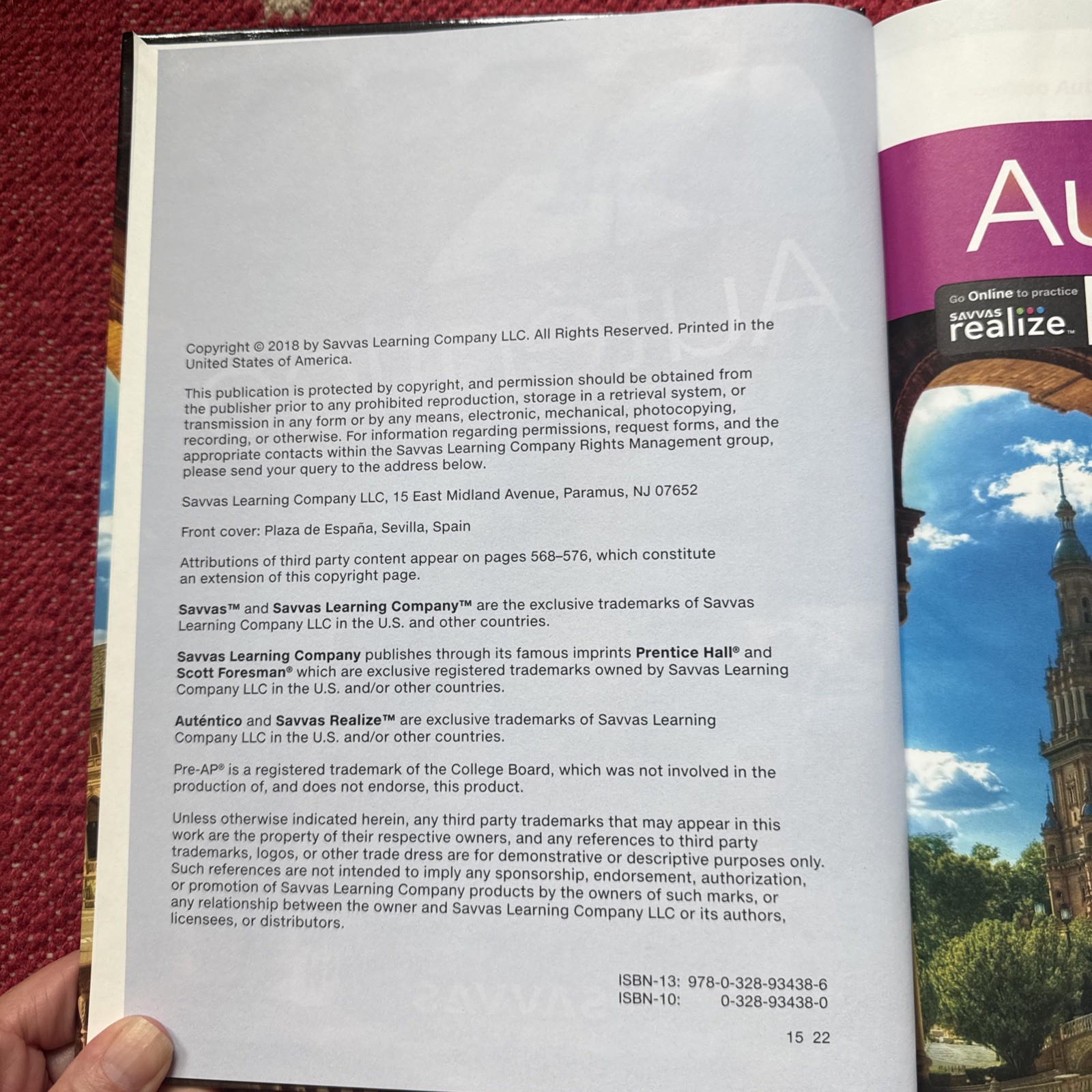 AUTENTICO 2018 STUDENT EDITION LEVEL 2 GRADE 6/12 By Savvas Learning Co