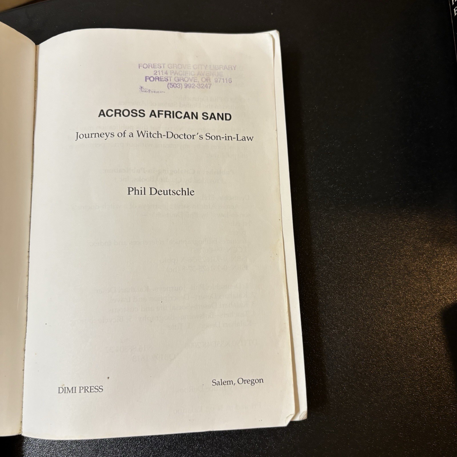 Vintage 2000 Across African Sand by Phil Deutschle (1st Ed PB Ex‑Library)