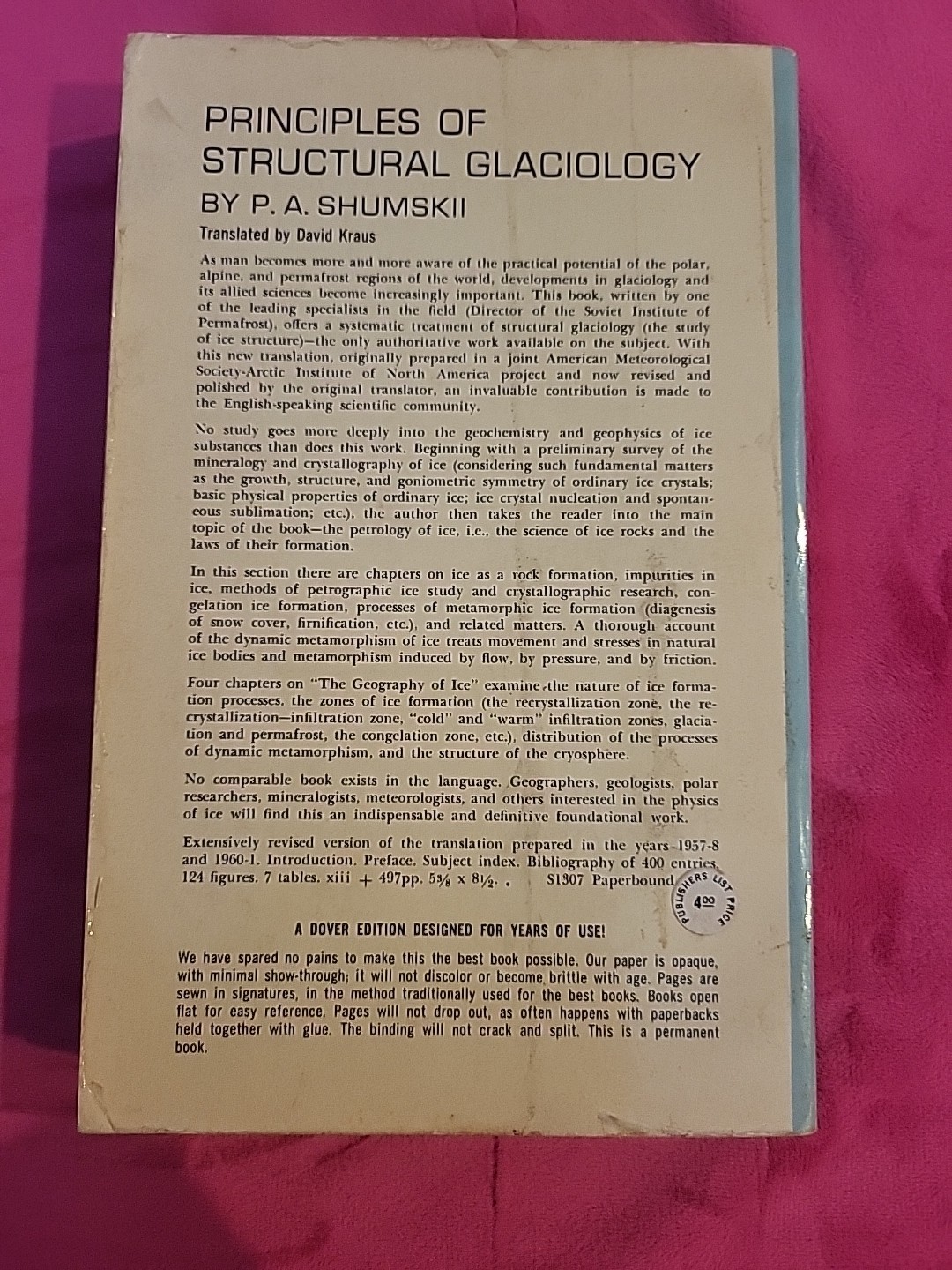 1964 Edition « Principles Of Structural Glaciology »