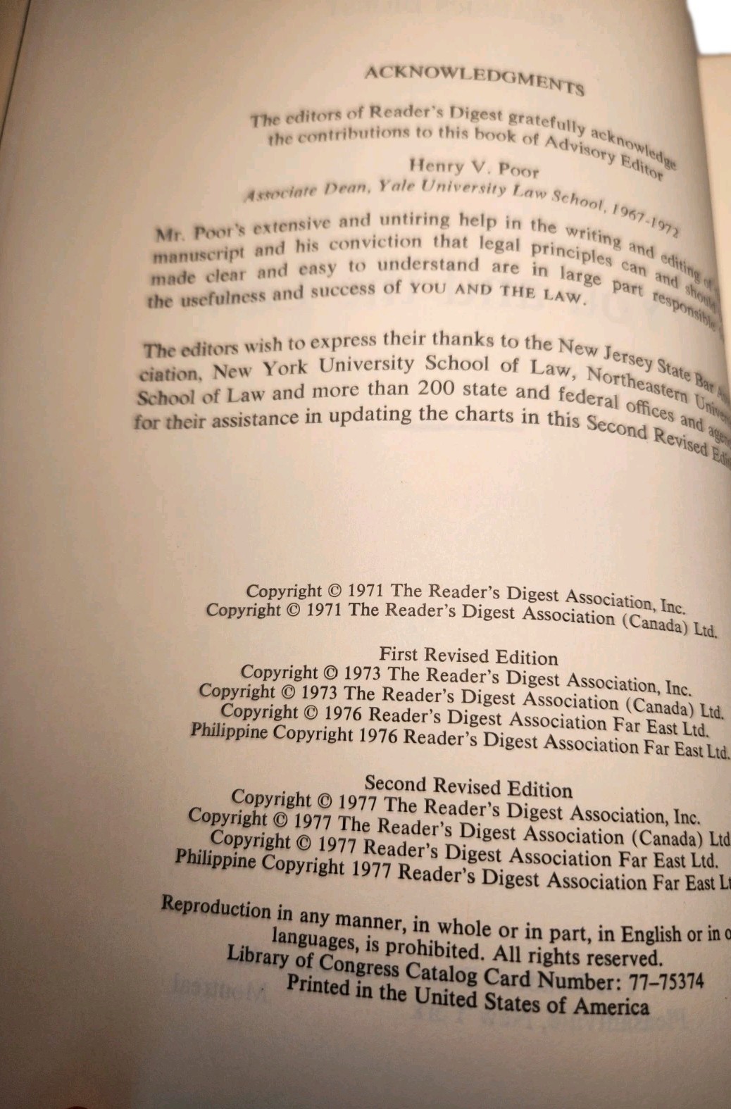 You and the Law, book. Reader&rsquo;s Digest 1977 Hardcover. 864 Pages