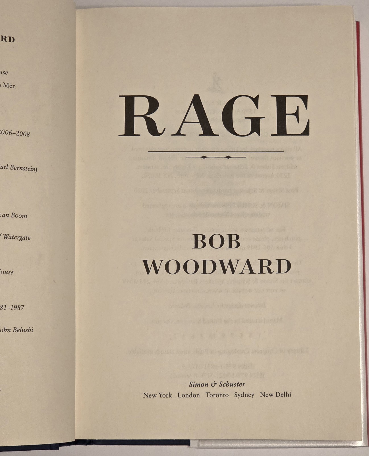 Rage Bob Woodward 1st/1st Edition (2020, HC) w/ Plastic Dust Jacket Ex Libris