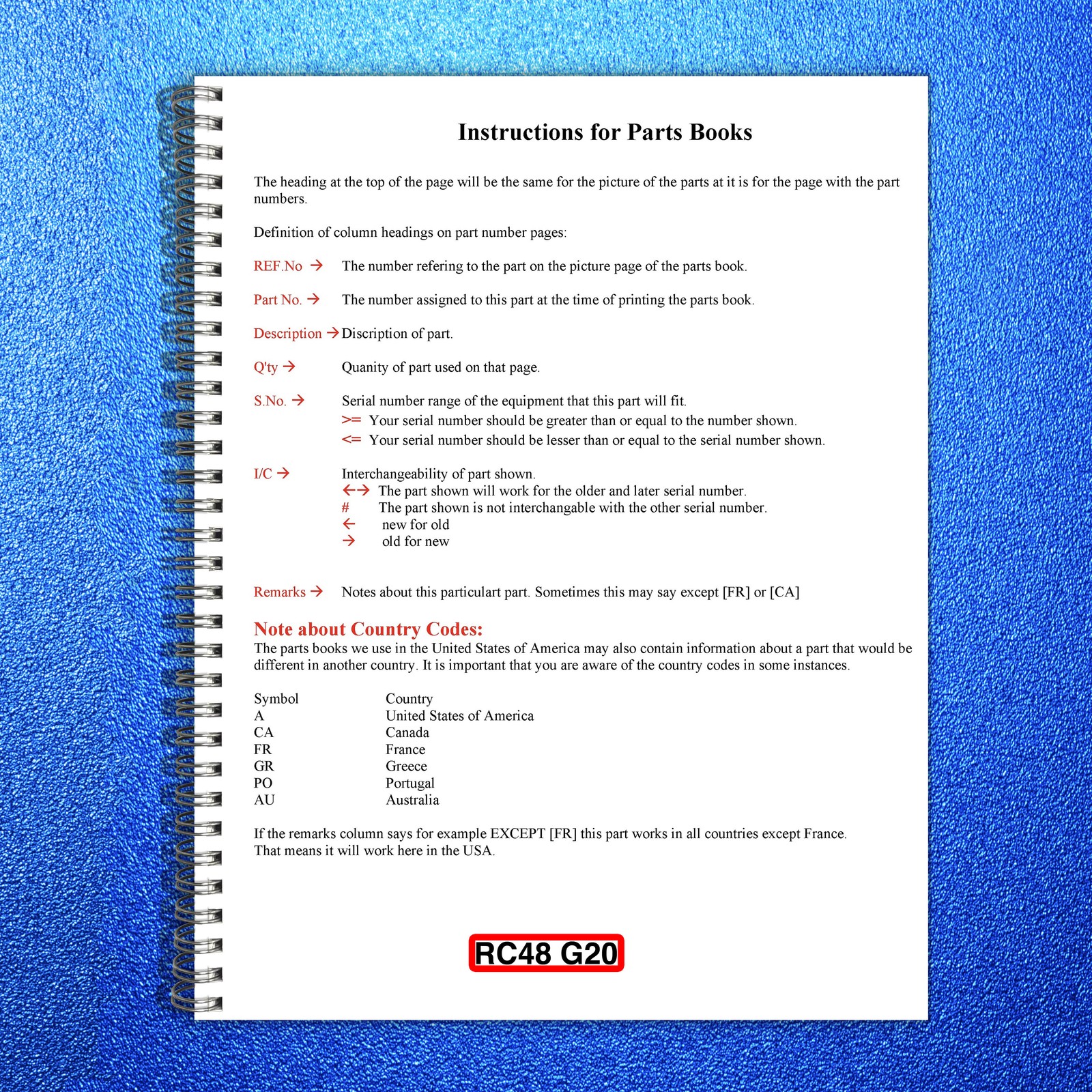 KUBOTA RC48-G20 Mower Deck Parts List Manual – STEEL WIRE BOUND – TOUGH COVERS