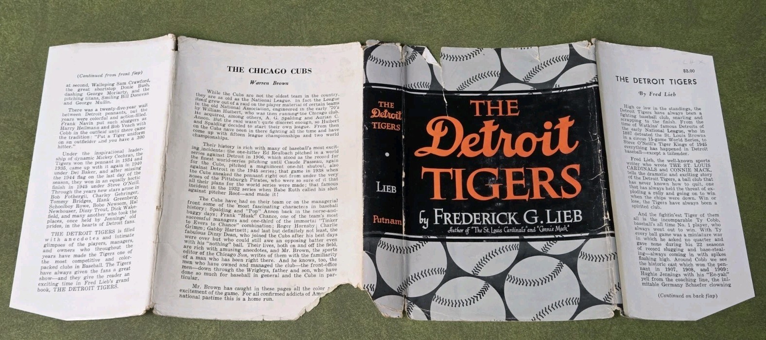 The Detroit Tigers Frederick Lieb 1st ed 1946 HC DJ MLB History Putnam