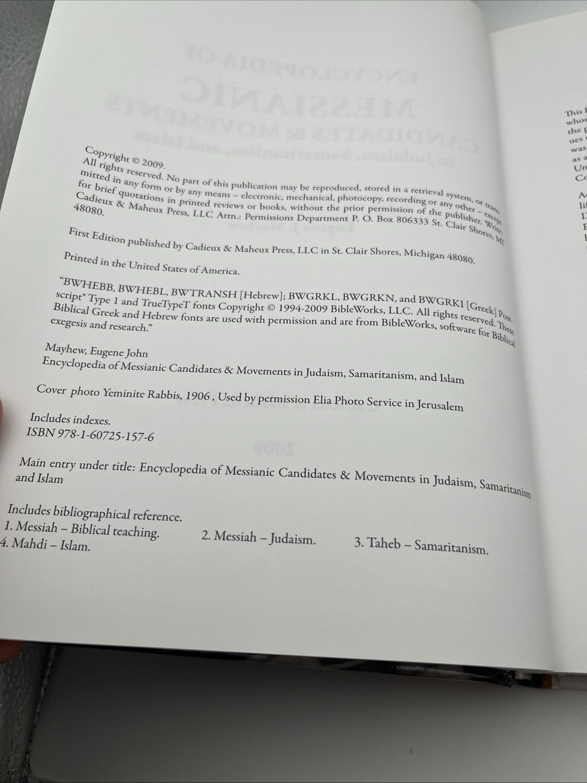 Encyclopedia of MESSIANIC Candidates & Movements in Judaism, Samaritanism& Islam