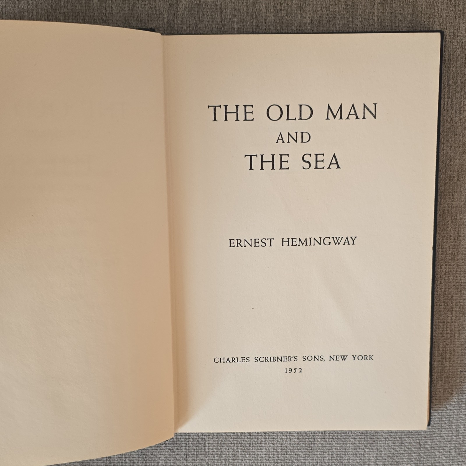 The Old Man and the Sea Ernest Hemingway Hardcover 1952 Charles Scribner&rsquo;s Sons