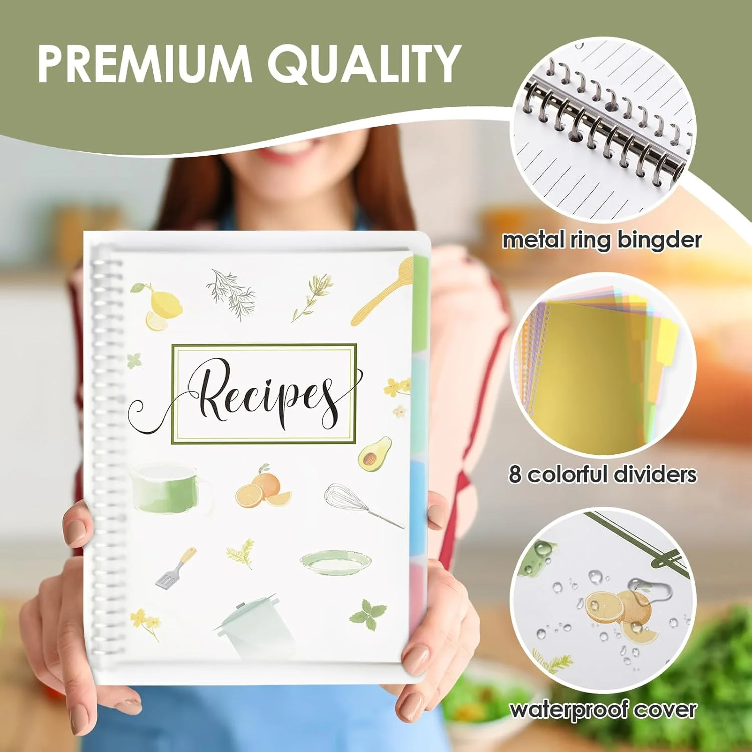 8.5&Prime; x 11&Prime; Recipe Book to Write in Your Own Recipes, Personal Blank Recipe Noteb