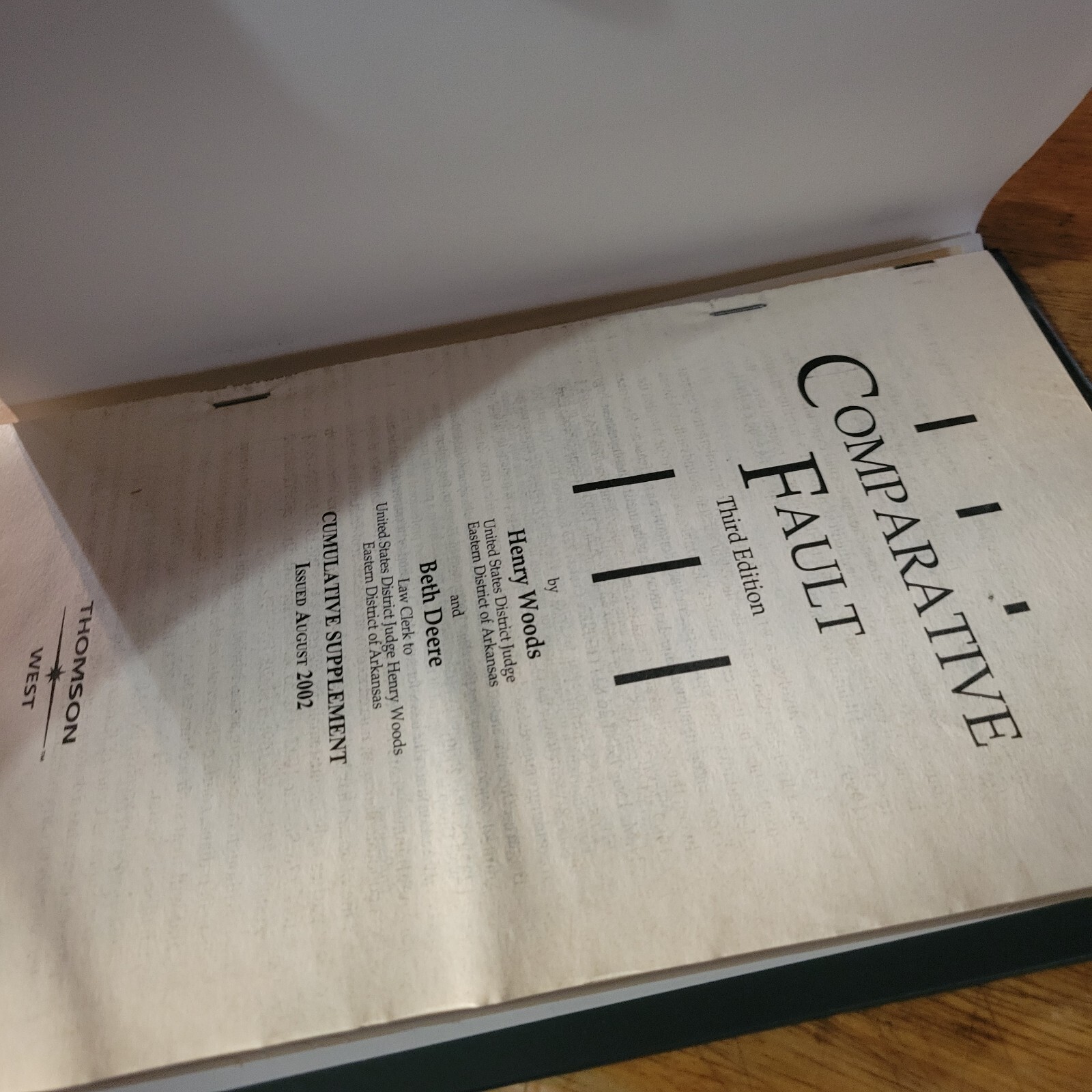 comparative fault third Edition Henry Woods beth deere And Supplement