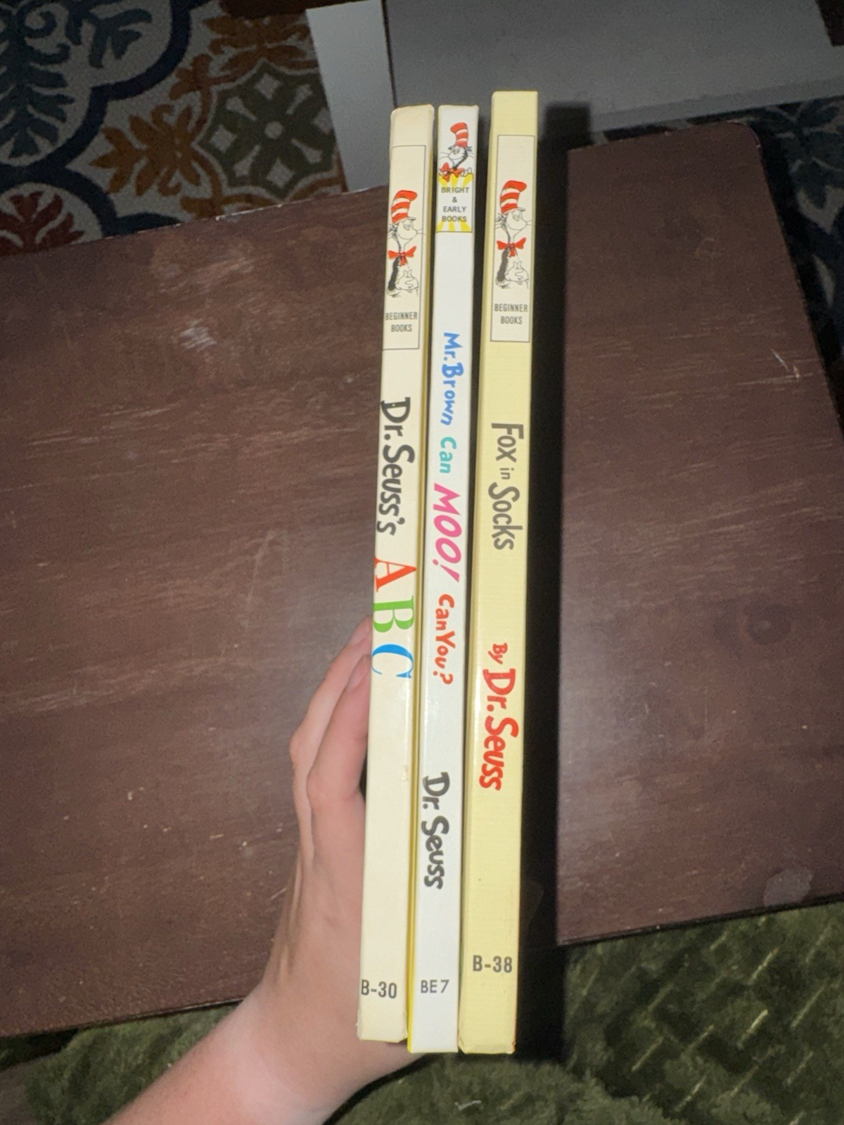 3 Vintage Hardcover Dr Suess Children&rsquo;s Books Fox In Socks ABC Mr Brown Beginner