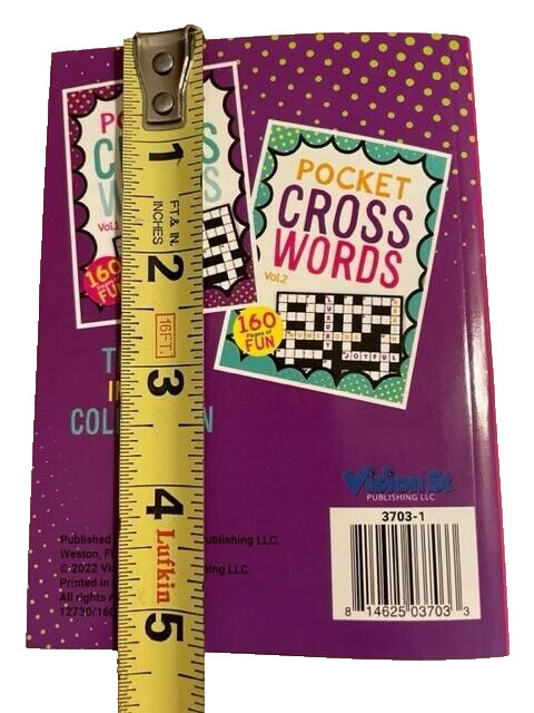 2 Pocket Cross Words Puzzle Books 5&Prime; x 4&Prime; vol. 1 and 2 by Vision St. 2022