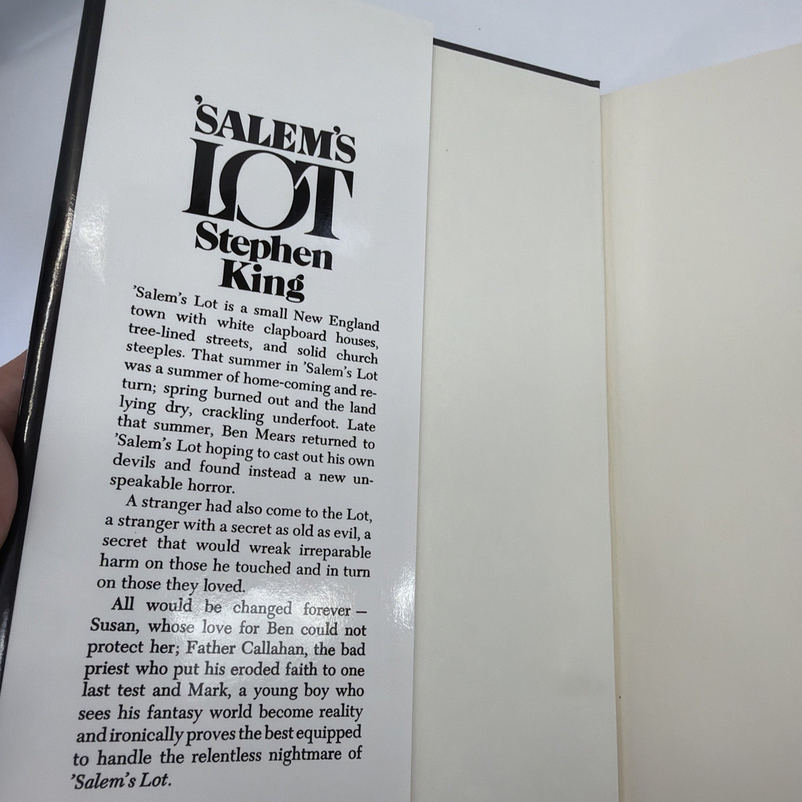 &lsquo;Salem&rsquo;s Lot, Stephen King Hardcover, Book Club Edition, 1975 No Gutter Code