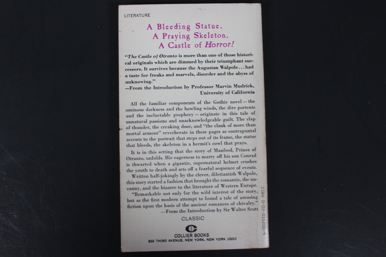 The Castle of Otranto Horace Walpole 1963 First Collier Edition Gothic Classic