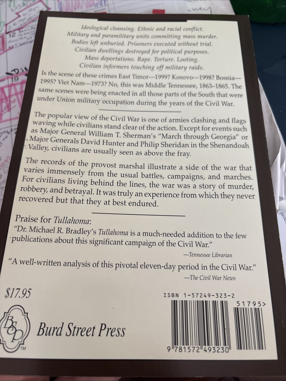 WITH BLOOD AND FIRE: LIFE BEHIND UNION LINES MIDDLE TN 1863-65, Signed, Bradley