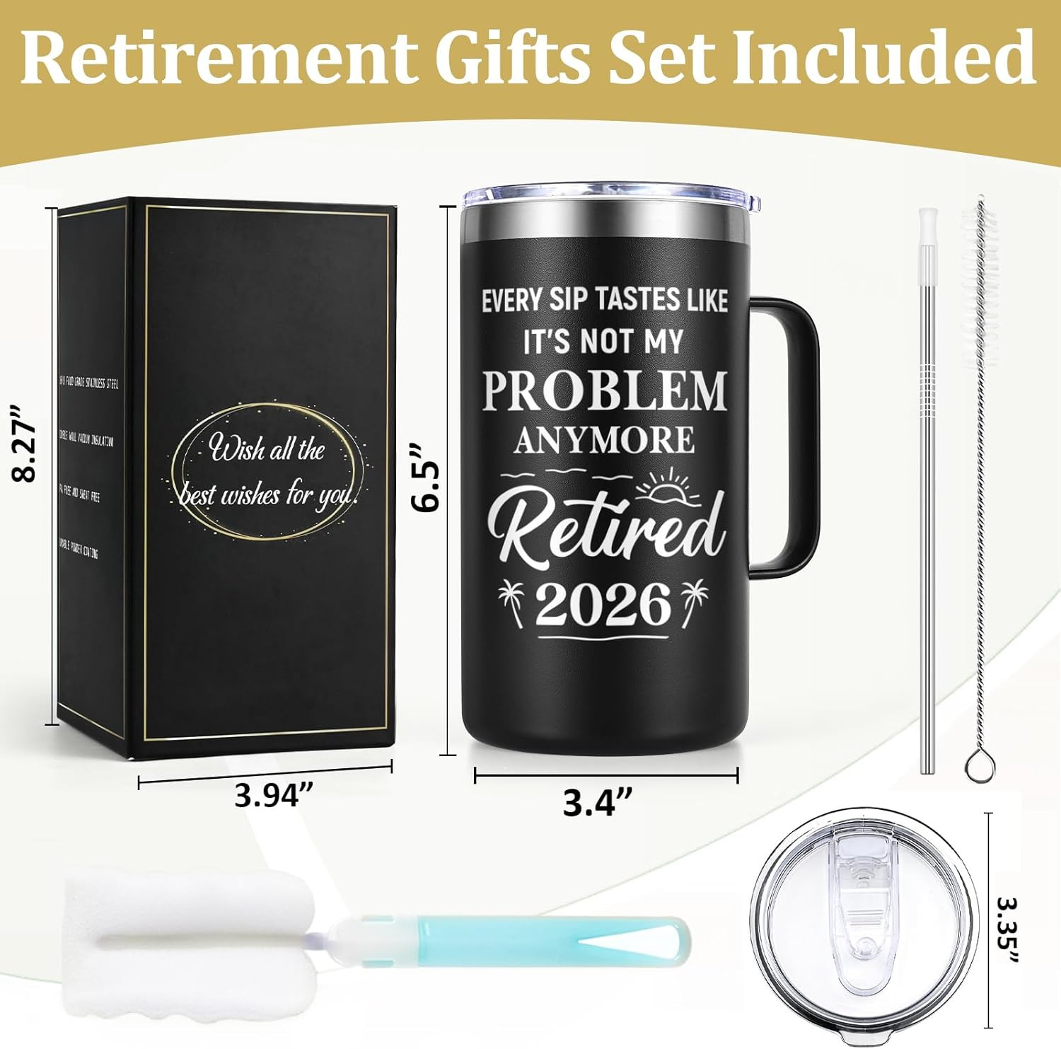 Retirement Gifts for Men, Every Sip Tastes like It&rsquo;S Not My Problem Anymore 20Oz
