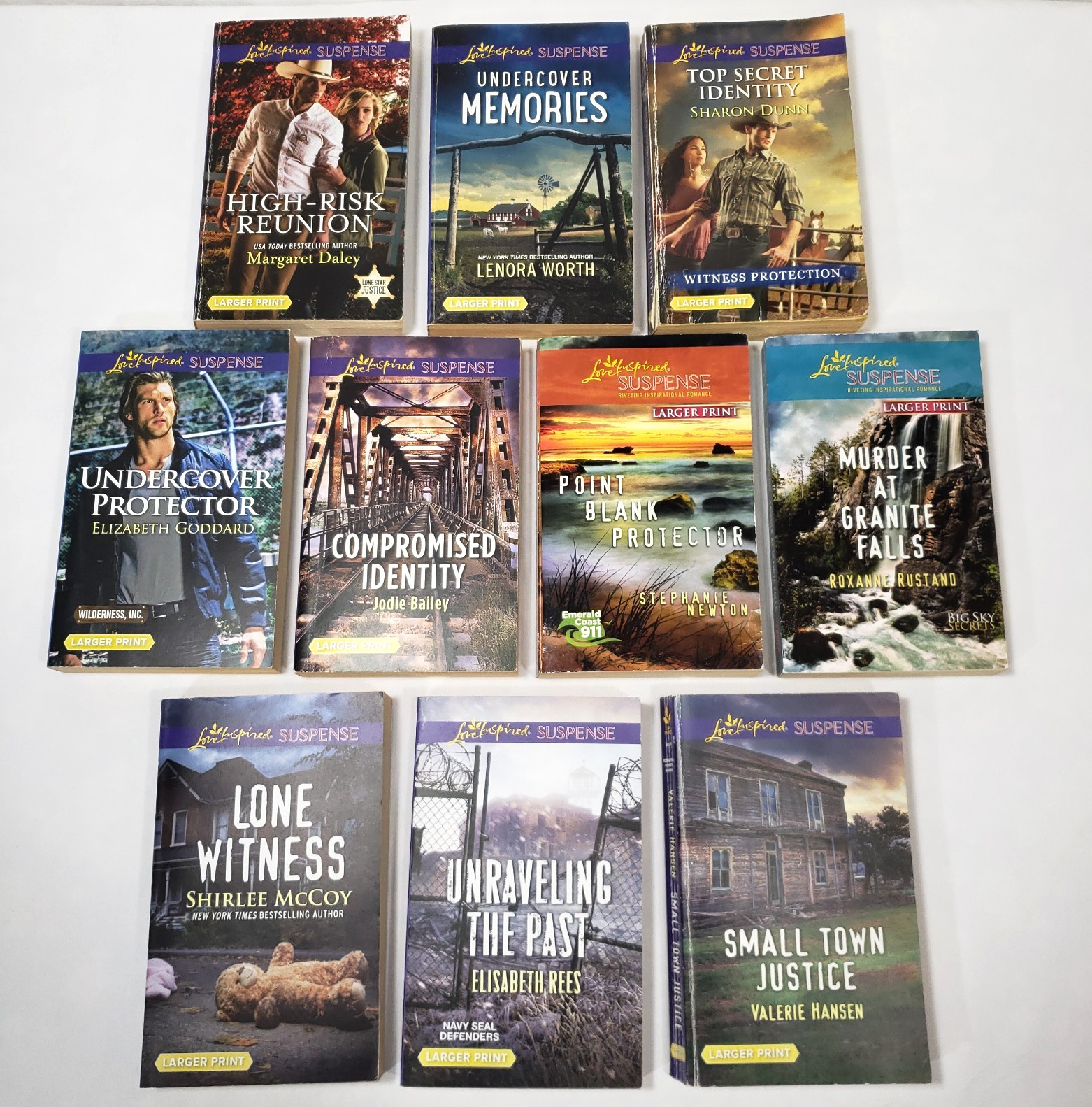 Love Inspired Suspense Larger Print Lot 10 Books Christian Romance Novels Bundle