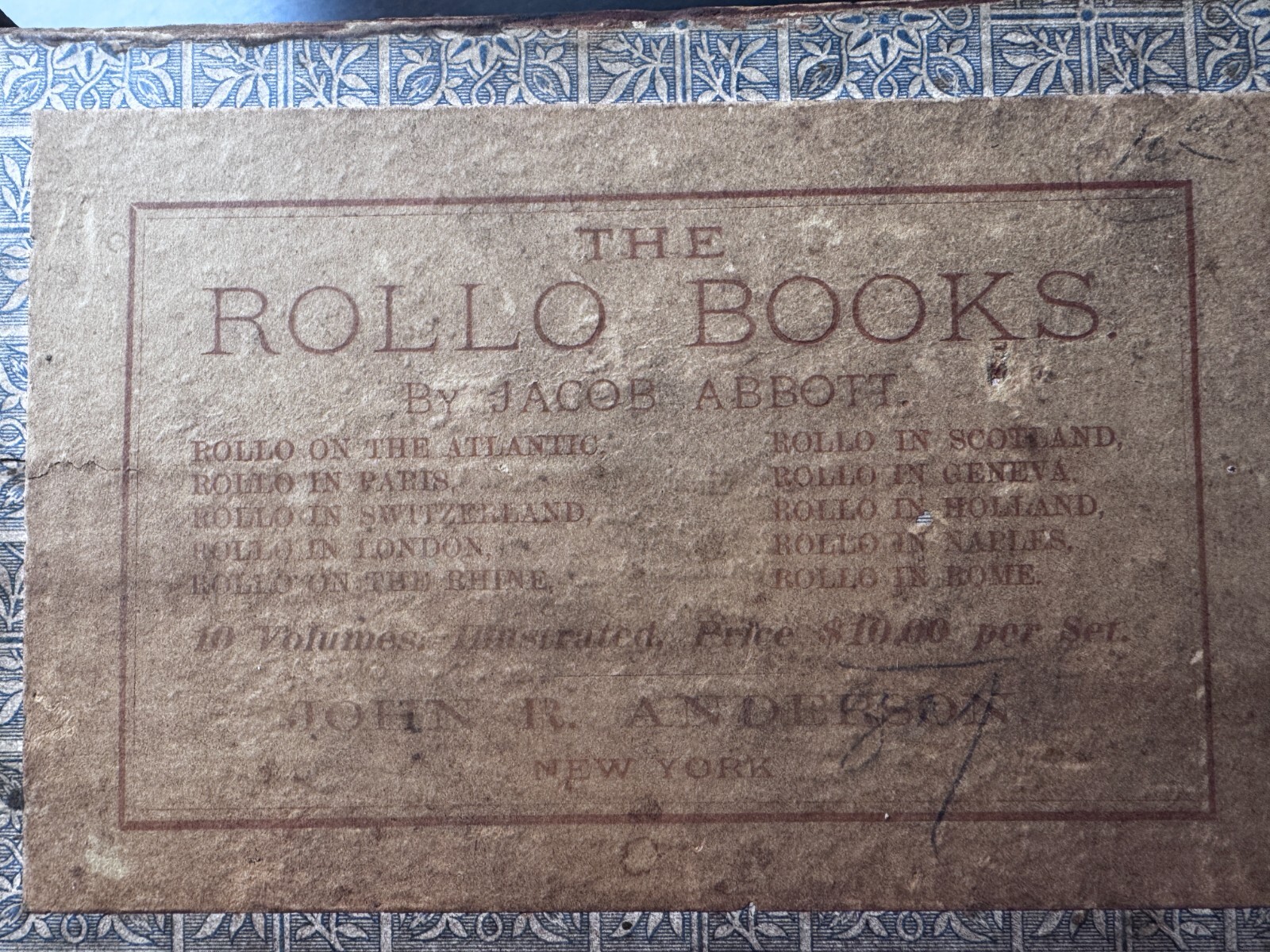 1883 ROLLO&rsquo;S TOUR IN EUROPE by Jacob Abbott Box Set of 10 Books EX