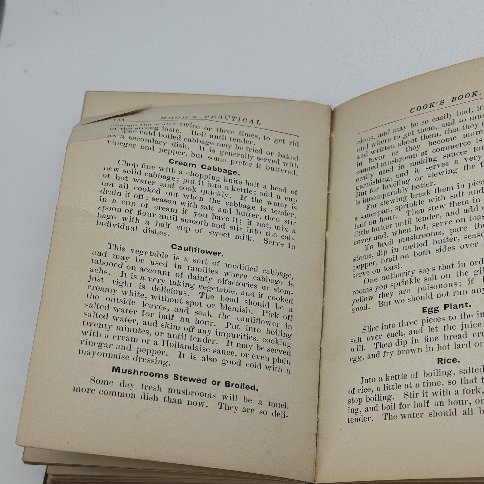Antique Hood&rsquo;s Practical Cook&rsquo;s Book Lowell Massachusetts 1897 6th Printing HC