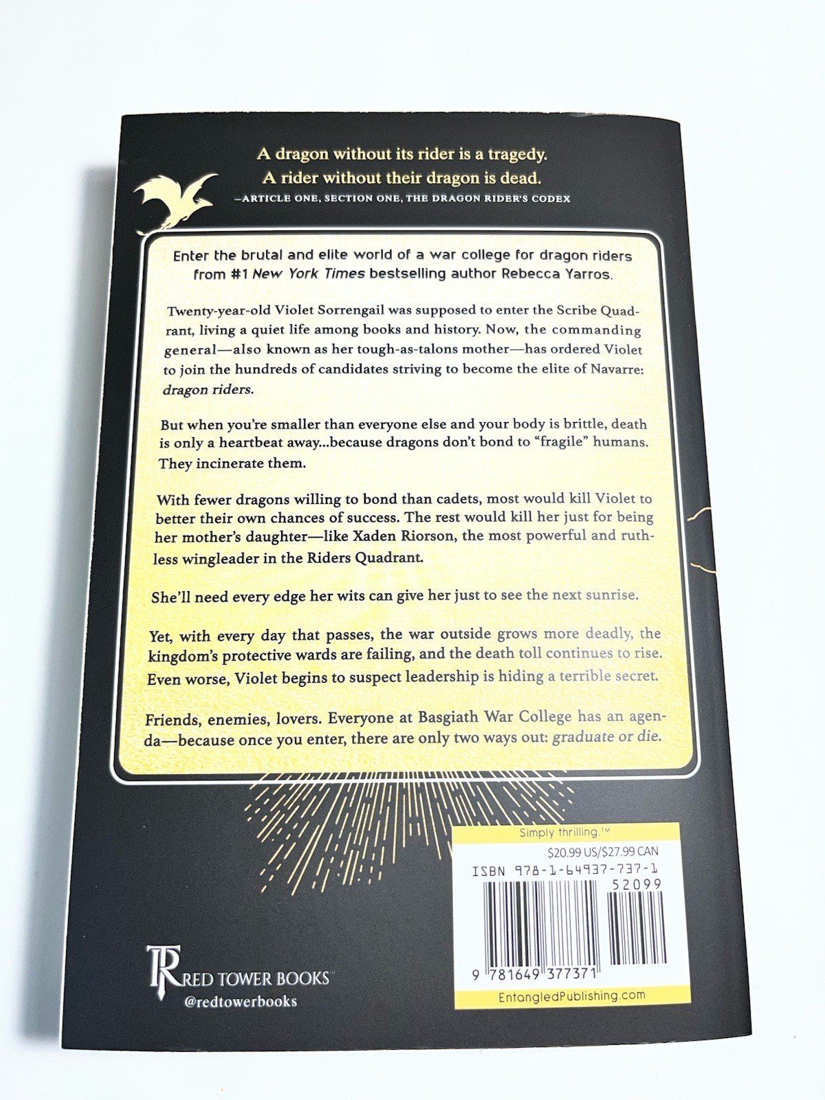 Fourth Wing (The Empyrean Ser.) by Rebecca Yarros Paperback, Red Tower Books