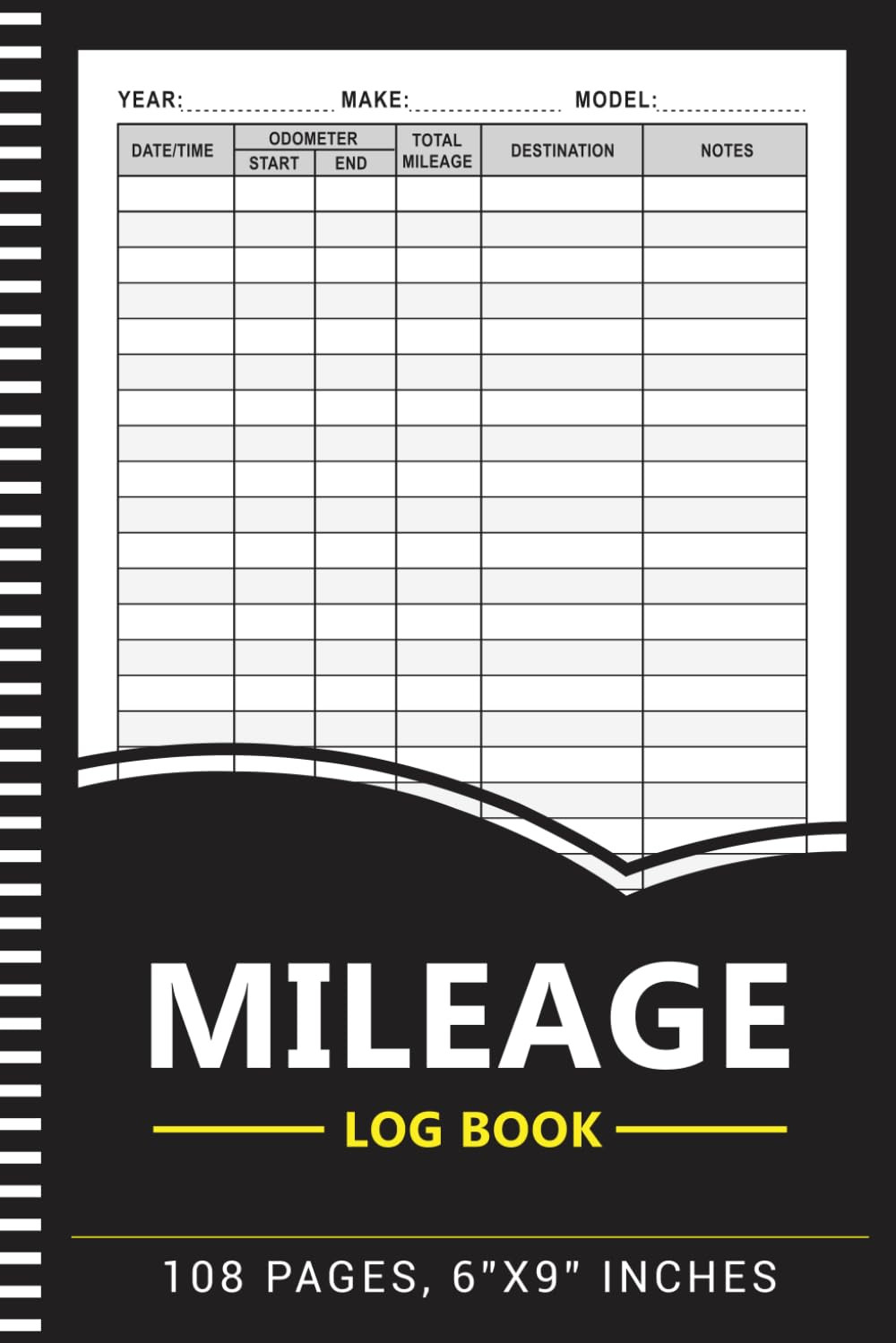 Mileage Log Book Auto Odometer Tracking Tracker Business Taxes 6&Prime;x9&Prime;