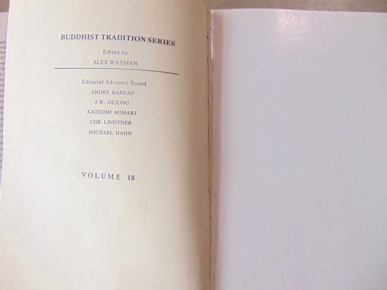 The Enlightenment of Vairocana Wayman Tajima Buddhist Tradition Series HB DJ