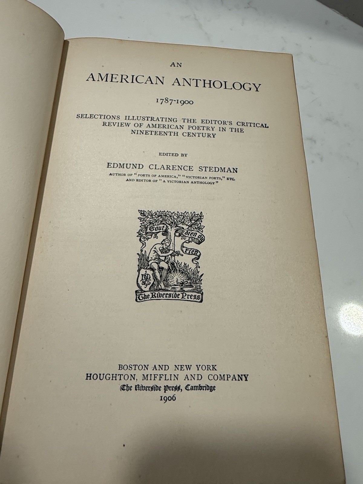 An American Anthology- Stedman 1906 Poetry 1787-1900 Poe Longfellow Leather Gilt
