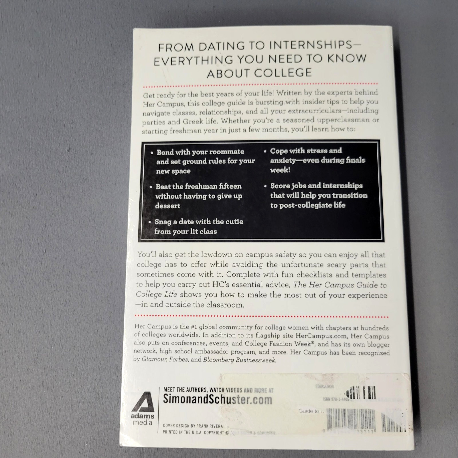 Her Campus Guide to College Life Paperback 2015 Adams Media Made in USA Book