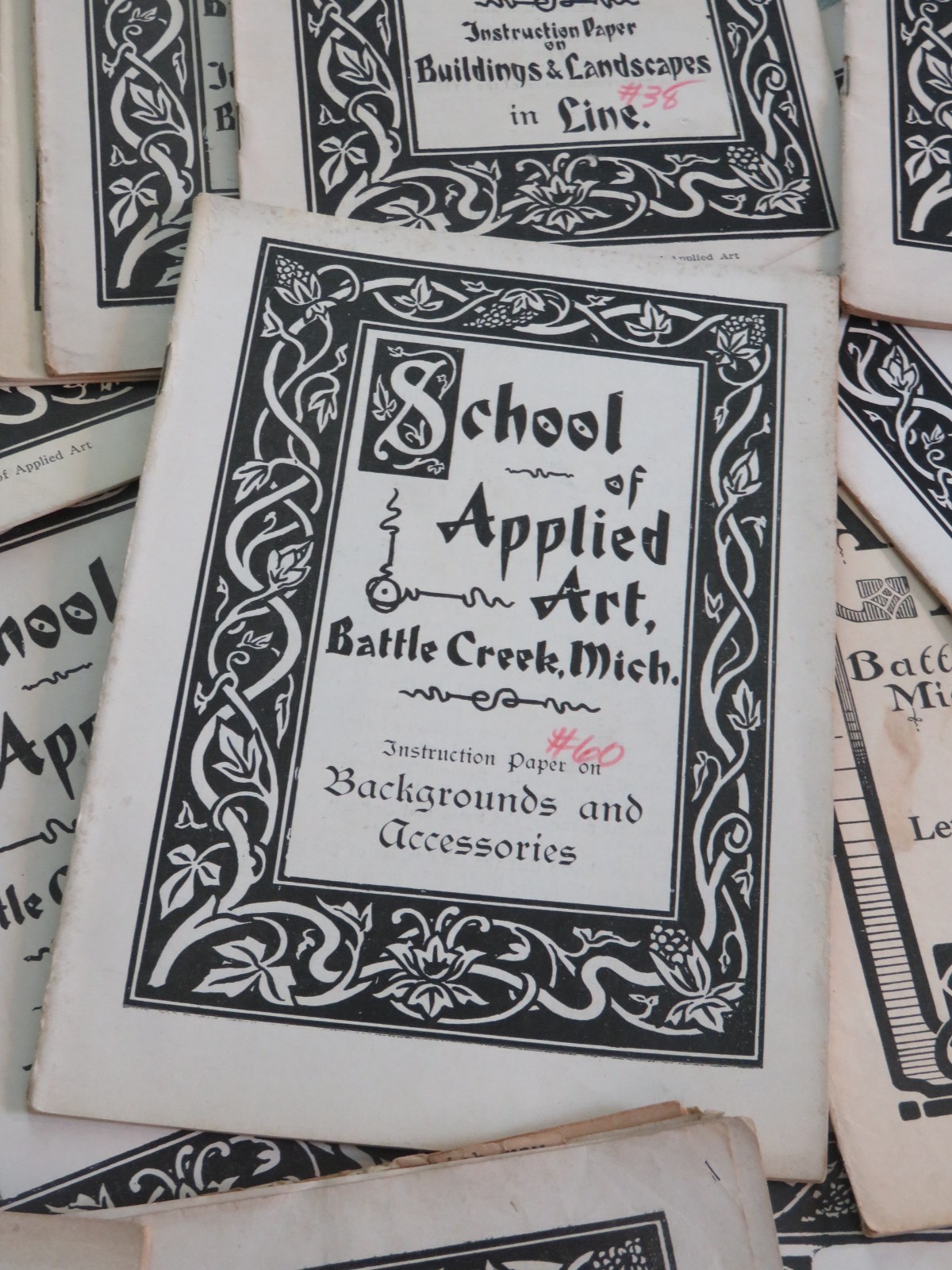 Lot of 45 1909 School of Applied Art Battle Creek, Michigan Commercial Drawing