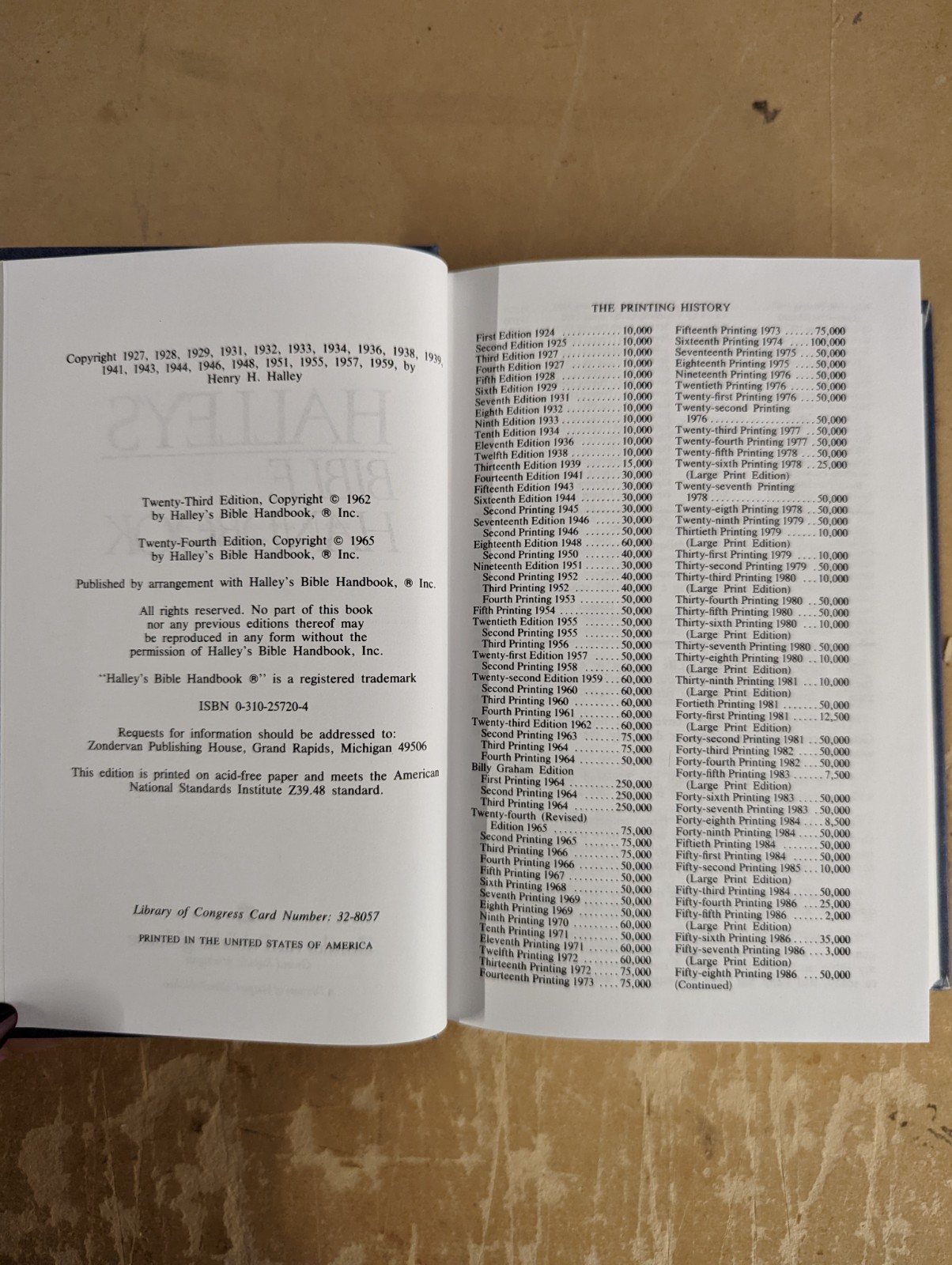 Halley&rsquo;s Bible Handbook 23rd Edition 1962 Zondervan Hardcover Illustrated 864p M