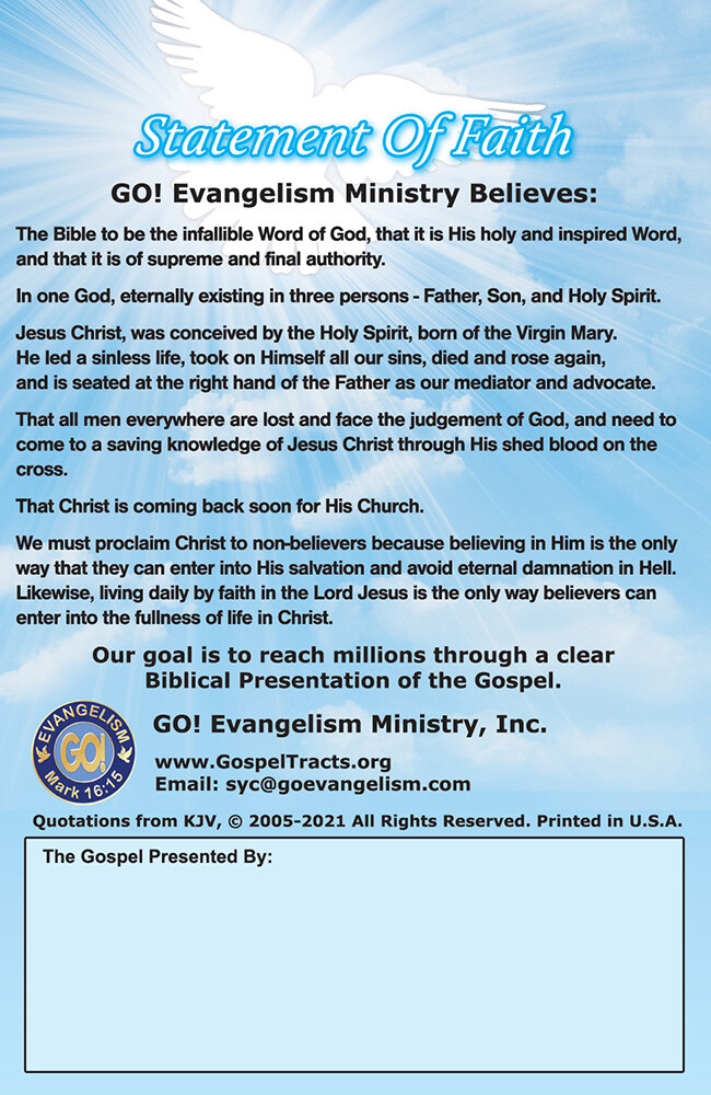 English(KJV) BIBLE Gospel Tracts, Pack of 40 Units in 4 Covers, 12 Pages Each.
