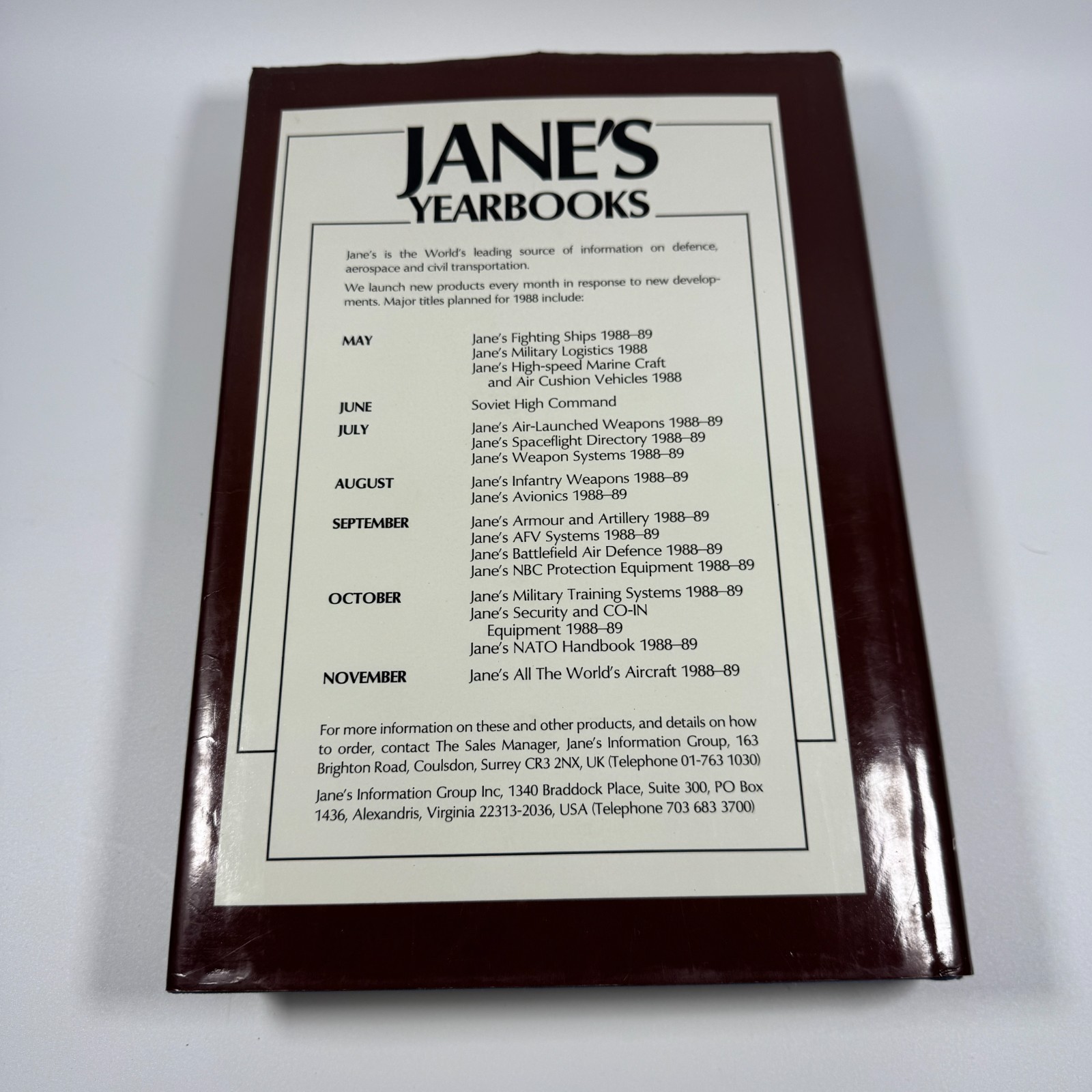 Jane&rsquo;s Infantry Weapons 1988/89 Edited by Ian V. Hogg 14th Edition HC/DJ 1988