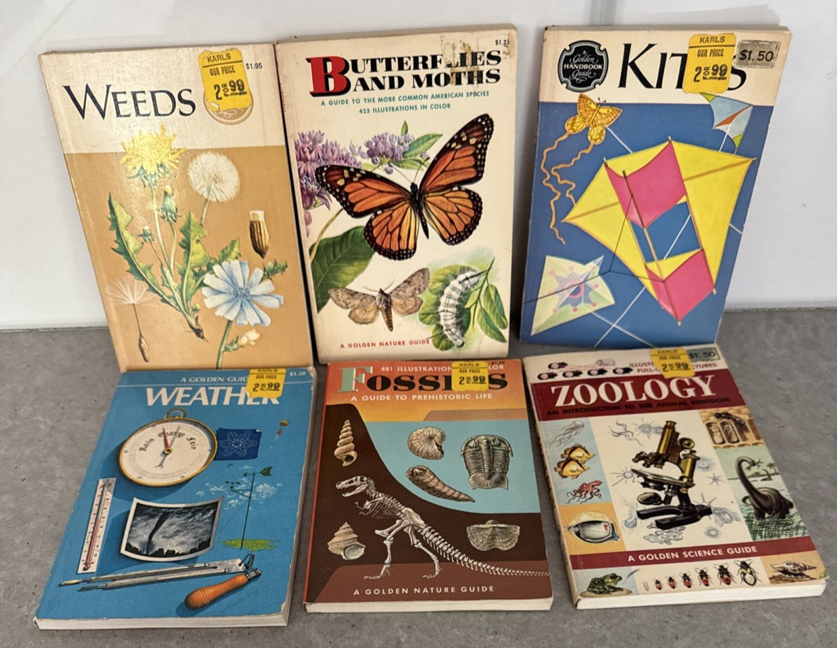 Lot of 6 1950&rsquo;s/60&rsquo;s Golden Nature Guide Vintage Children&rsquo;s Science PB Books MCM