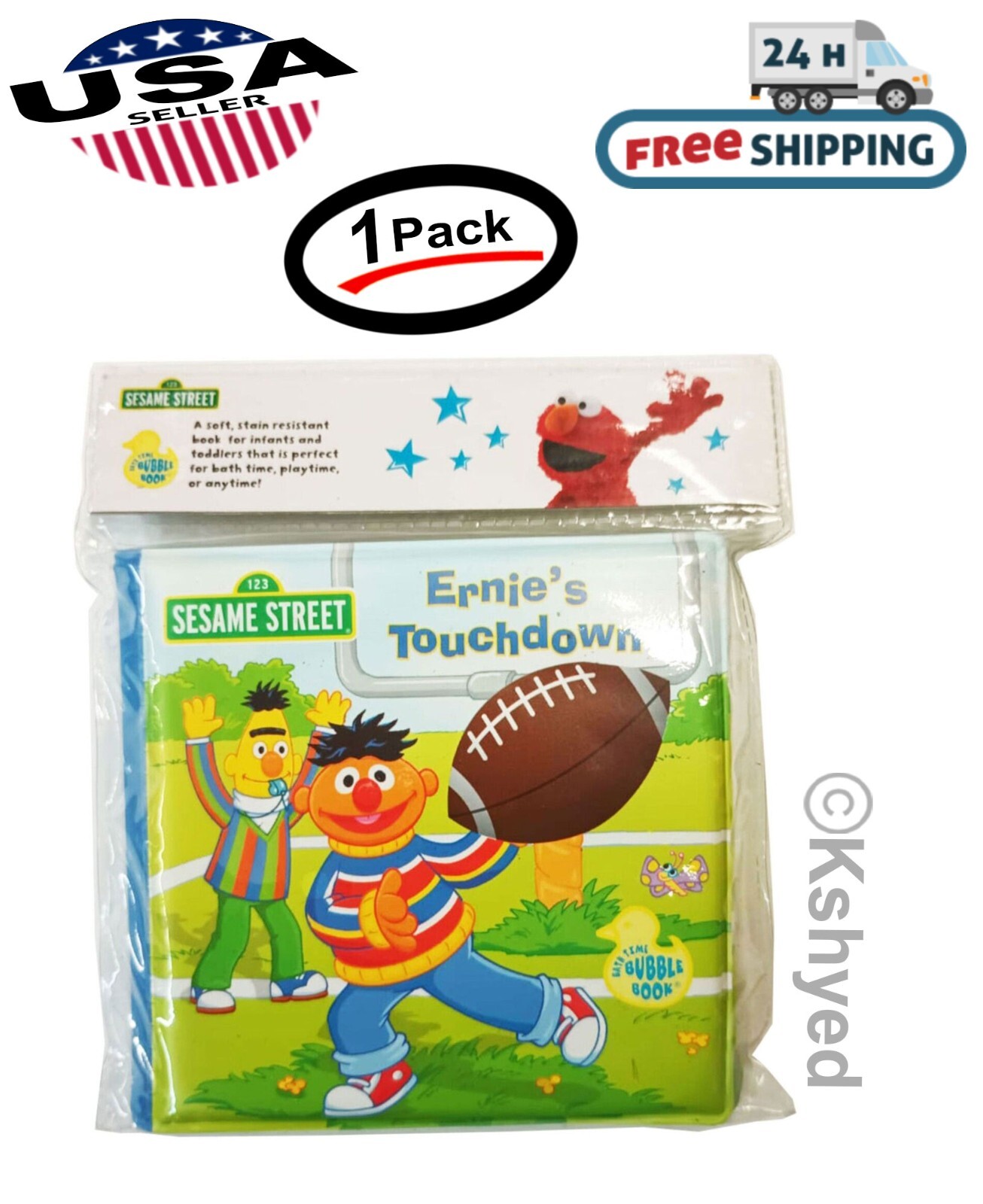 Sesame Street Ernie&rsquo;s Touchdown Bubble Book (1 Pack) – Great For Bath Time – New