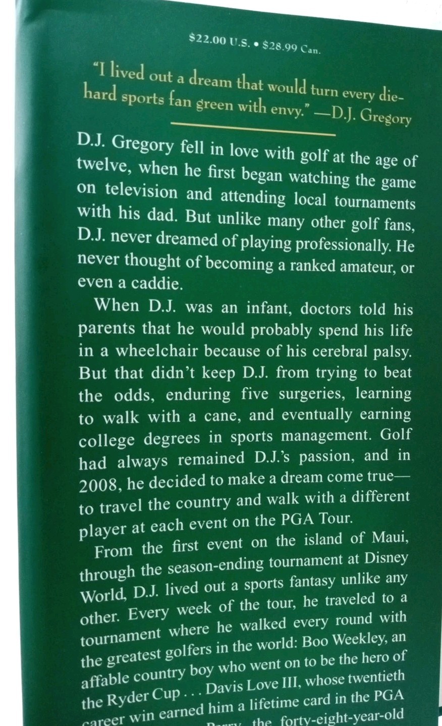 Signed Walking with Friends Inspirational Year PGA Golf Tour D.J. Gregory HCDJ