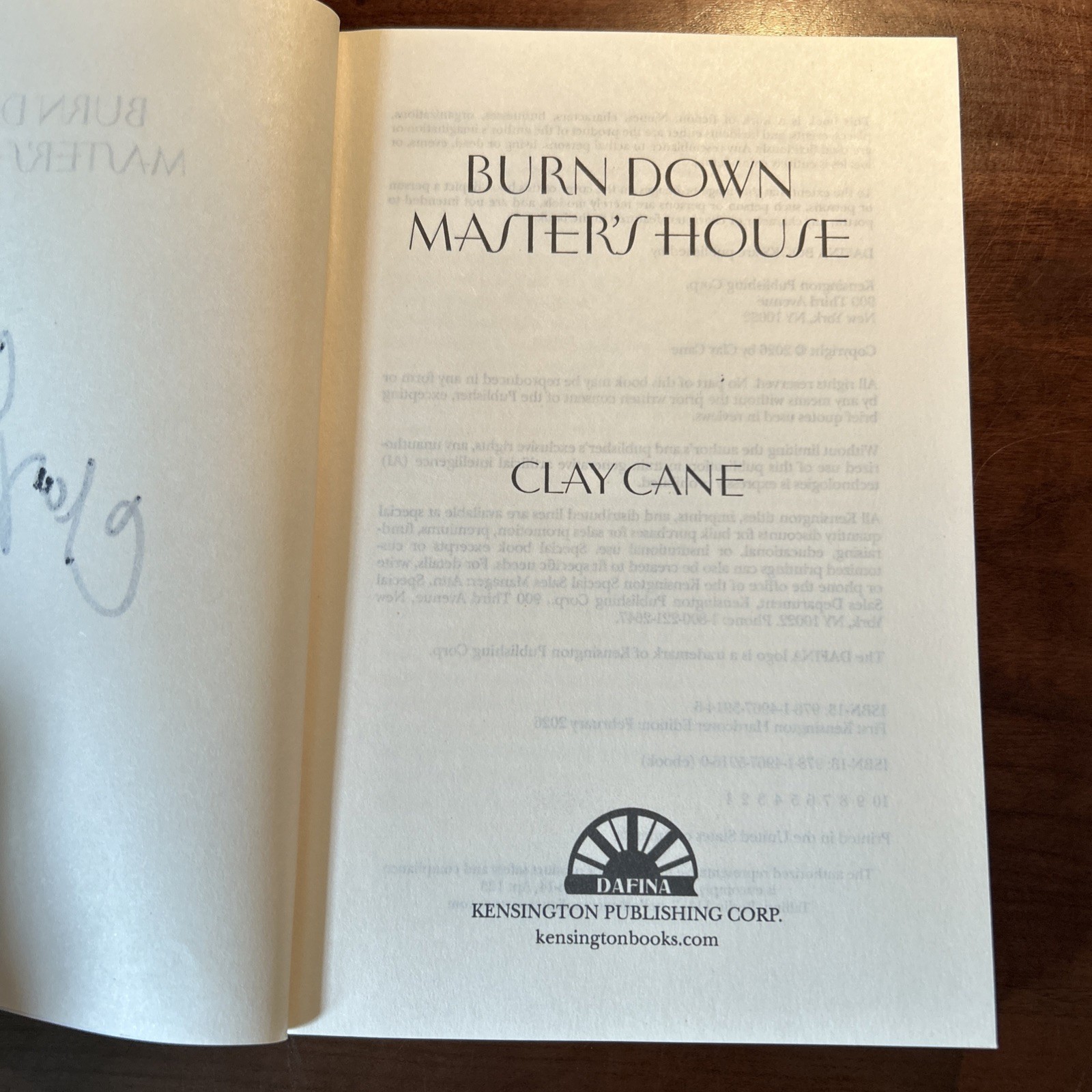 Burn Down Master&rsquo;s House by Clay Cane – Feb. 2026, ARC Copy SIGNED BY AUTHOR