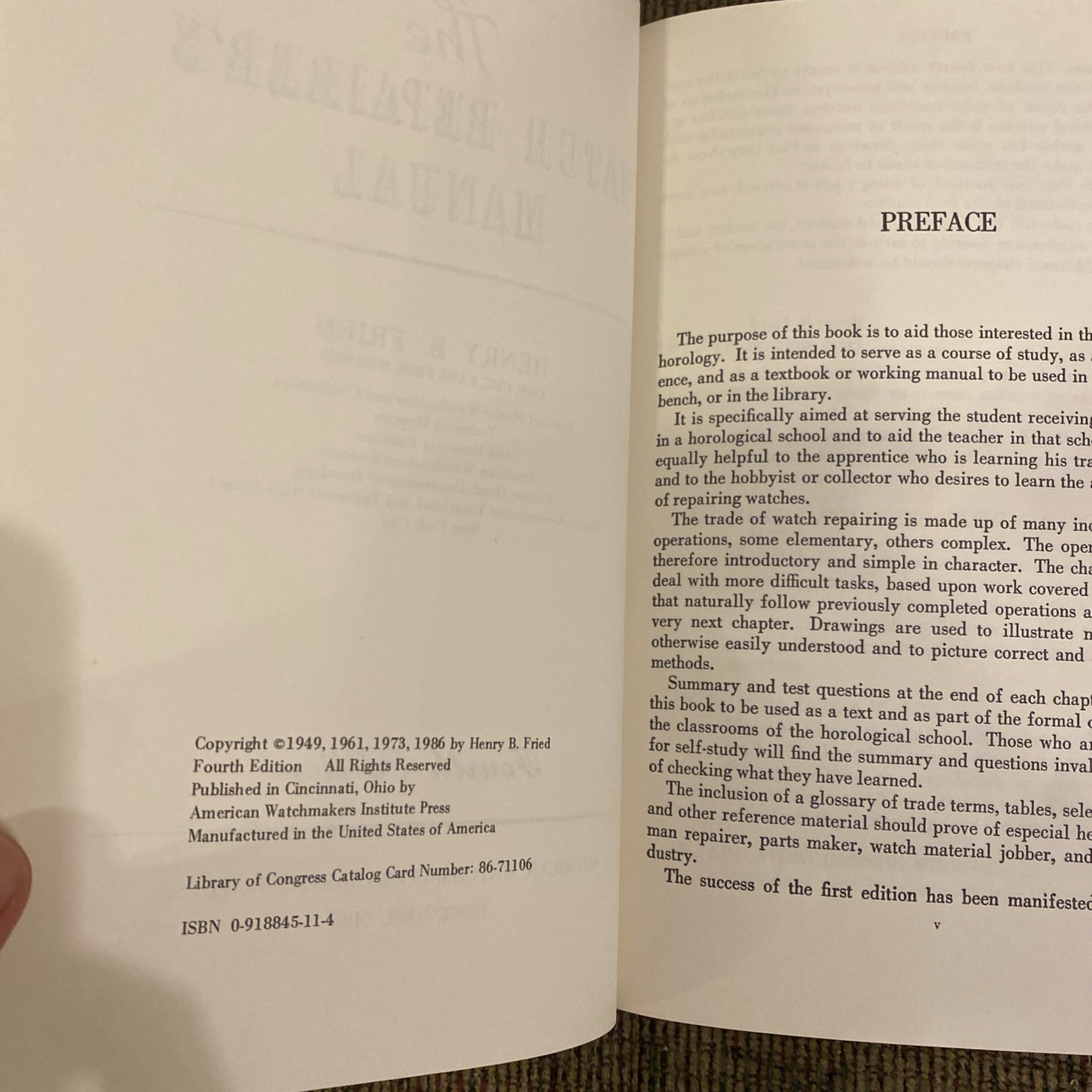 The Watch Repairer&rsquo;s Manual- Like New!
