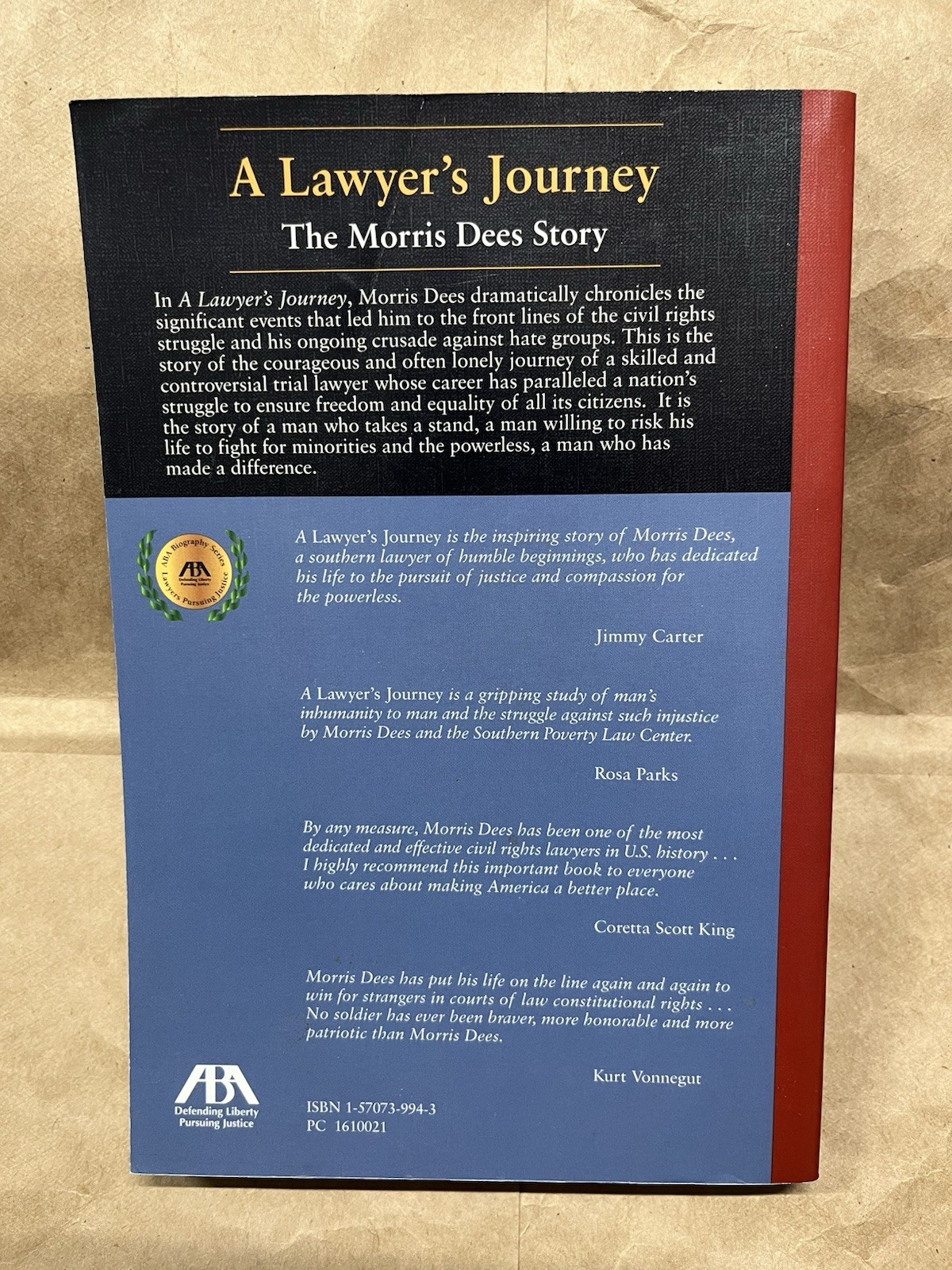 A Lawyer&rsquo;s Journey-The Morris Dees Story By Morris Dees SIGNED 2001 Paperback