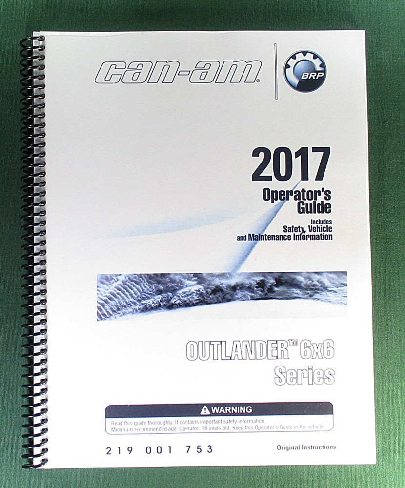2017 Can-Am Outlander 650 6X6 Owner&rsquo;s Manual: 204 Pages & Protective Covers!