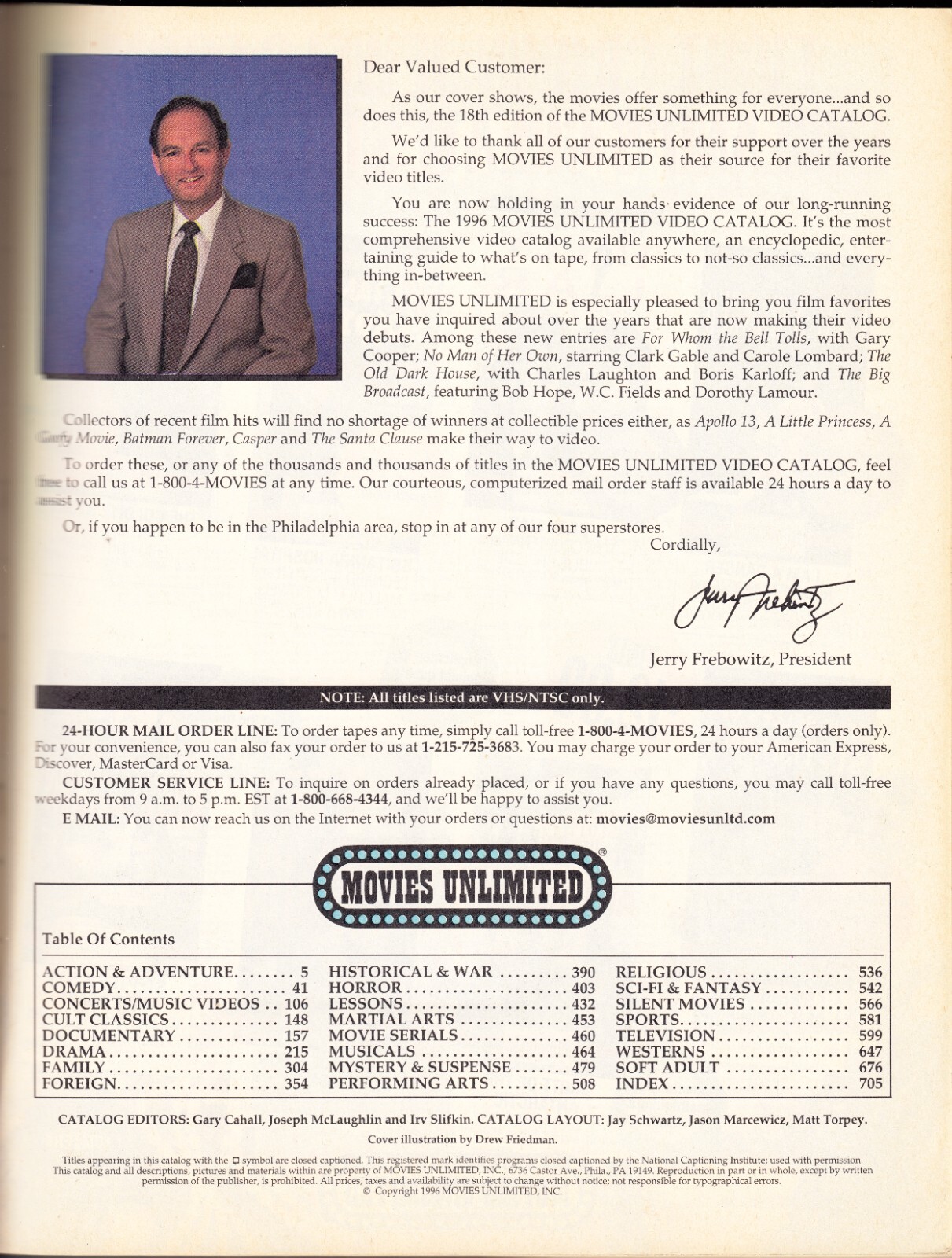 Movies Unlimited Video Catalog 1996 edition large annual book listing VHS tapes