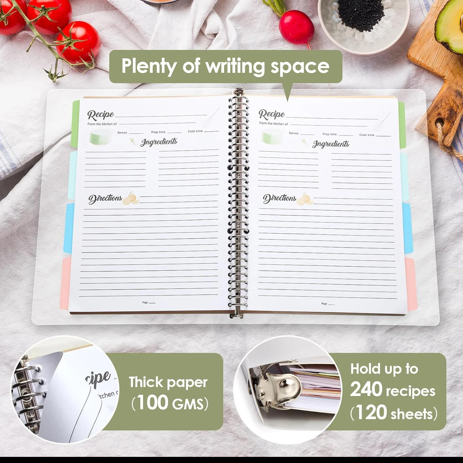 8.5&Prime; x 11&Prime; Recipe Book to Write in Your Own Recipes, Personal Blank Recipe Noteb