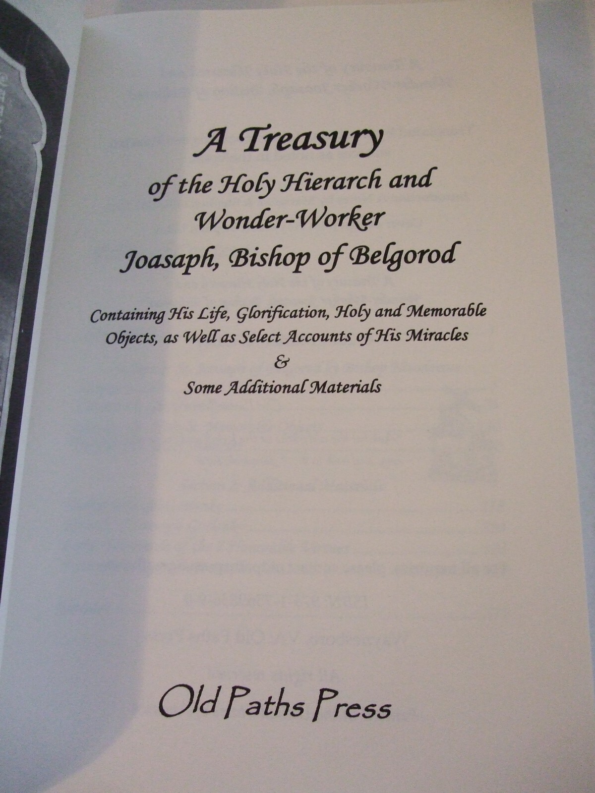 Treasury of St. Joasaph of Belgorod. Life, etc. Orthodox Newly Translated SALE
