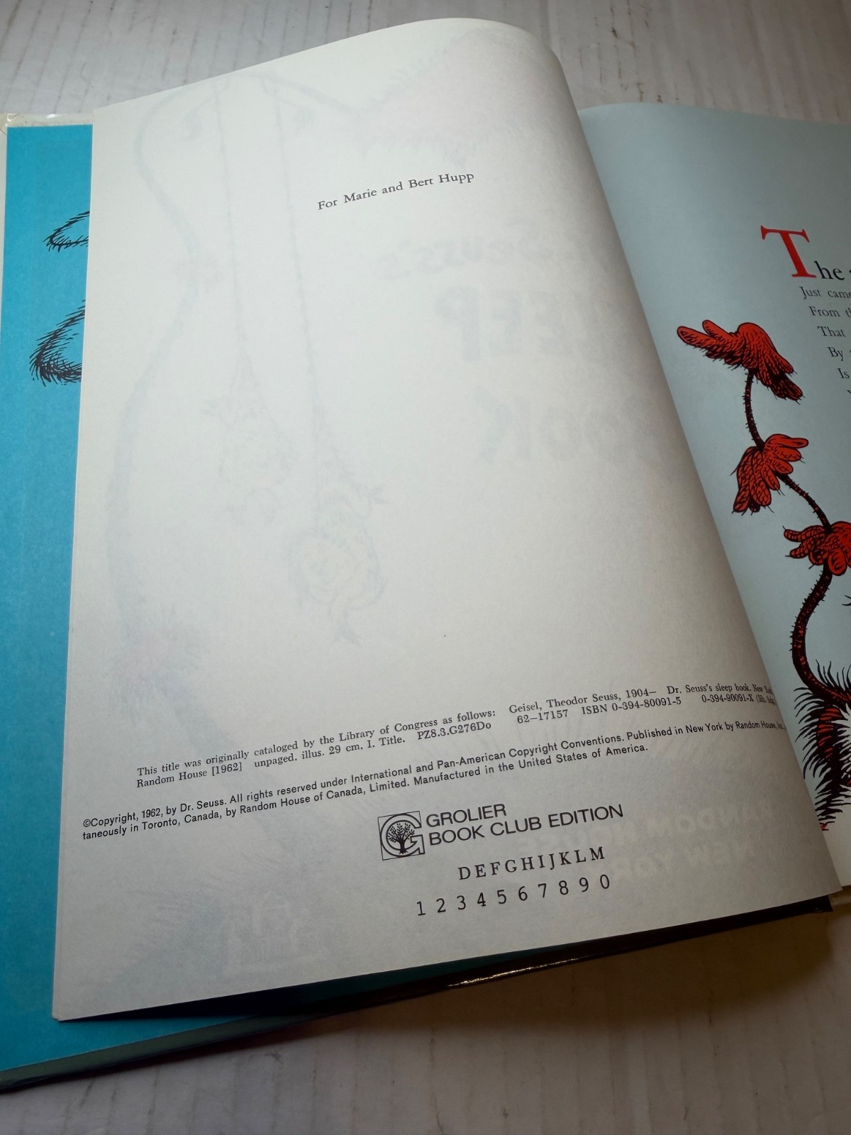 Dr. Seuss’s Sleep Book Grolier Book Club Edition Hardcover | Vintage 1962