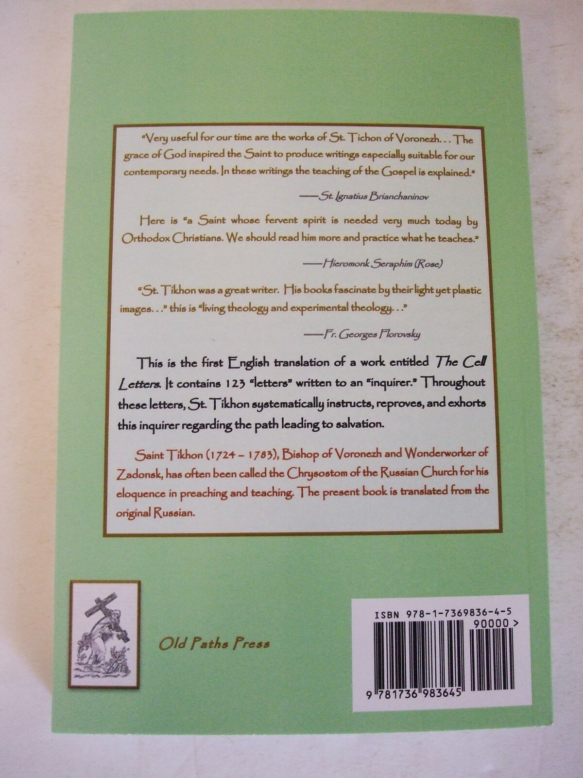 Cell Letters by St. Tikhon of Zadonsk. Orthodox. Newly Translated.