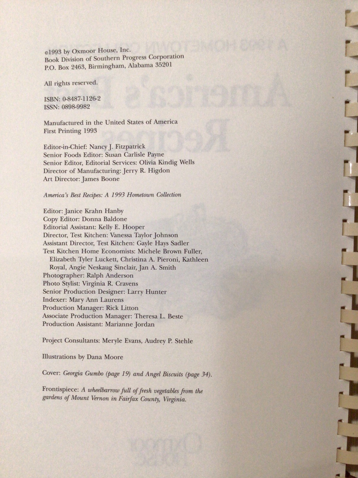 1993 HOMETOWN COLLECTION America&rsquo;s Best Recipes Cookbook 336 Pages